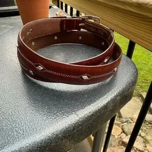 Brighton Dark Brown Leather Belt with Silver Buckle and Diamond Studs Brighton | Accessories | Brighton Denver Diamond Studs Brown  main image 3